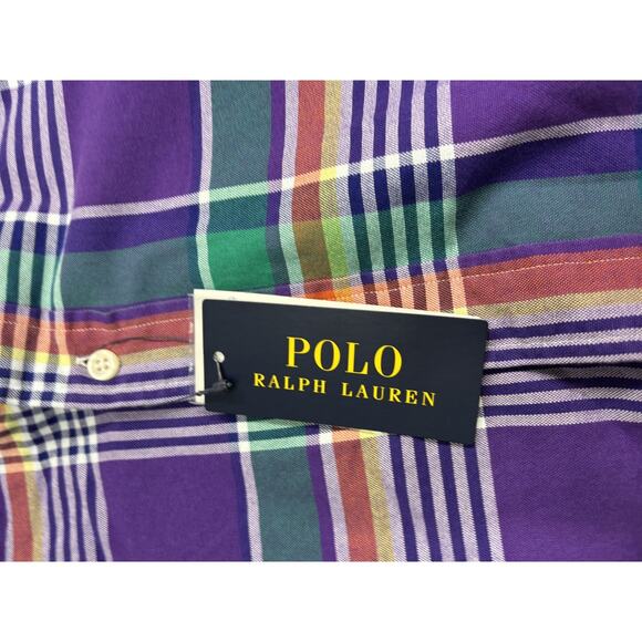 Polo Ralph Lauren Shirt Mens 2XL Purple Green Plaid Classic Fit Long Sleeve New - Picture 3 of 9